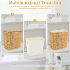 Wicker Trash Can with Lid and Liner, Handwoven Wicker Waste Basket, Water Hyacinth Bathroom Trash Can, Boho Rattan Garbage Wastebasket for Bedroom Home Living Room Office Kitchen, 2.5 Gallon - Image 4