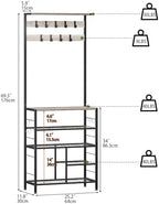 GiftGo Vintage Large 5-Tier Hall Tree with Console Table Entryway Coat Rack Floor Standing Shoes Rack Storage Shelf Organizer for Home Office Bedroom (Greige) - Image 2