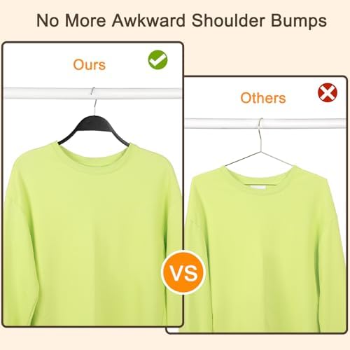 TOPIA HANGER Slim Wooden Hangers with Extra Soft Non-Slip Rubber Grips, 30-Pack High-Grade Fashion Hanger No Shoulder Bump for Sweater, Camisole, Jacket, Dress, Coat (Black)-CT15B30 - Image 5