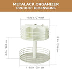 Snack Organizer - Versatile Snack Storage 2 Tier Lazy Susan with Convenient Grab-and-Go Design, Metal Snack Holder for Home, Office, Breakroom, 12.13" L x 12.13" W x 12.56" H (Matte White) - Image 2
