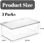 ZENFUN Set of 3 Small Stackable Storage Bins with Hinged Lid, Acrylic Organizer Box, Clear Makeup Organizer Box, Cosmetic Case for Home, Office - Image 2