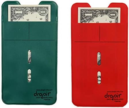 Two Color Bundle | Red & Green |10 Each for a Total of 20 envelopes | Reuseable Dropit Safe Envelope for Safe Depositing of Currency and Money | Organize Coupon, Currency by UBICON