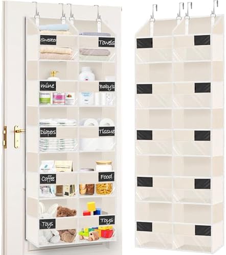 Ofiray-home Over the Door Organizer, 5-Tier Extra Large Storage with 10 Pockets and PVC Label Pouches, 80 lbs Capacity Hanging Closet Organizer, Beige by Ofiray-home