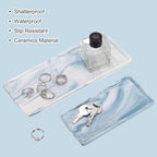 Uxcell 2-Pack Marble Ceramic Bathroom Vanity Tray, Blue, Rectangular, 2 Sizes (Small & Medium), Shatterproof & Heat-Resistant, Organizer for Soaps, Keys, Trinkets - Image 4
