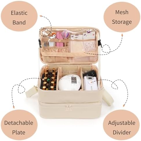 Nail Polish Organizer Bag Holds 50+ Bottles (15ml/0.5 fl.oz) &UV Nail Lamp - Image 4
