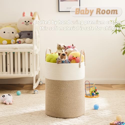 Artfeel Laundry Basket,Woven Cotton Rope Laundry Hamper,80L for Decorative Storage of Dirty Clothes,Toys and Blankets in Bathroom,Baby Room and Living Room - Image 3