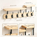 Coat Rack Wall Mount 23" Coat Rack Wall Mount with Shelf for Entryway, Rustic (Natural Color) - Image 3
