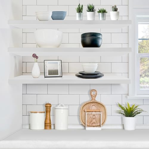 Sorbus Floating Shelves for Wall Storage (35 Inch, 3 Pack, White) - Image 2