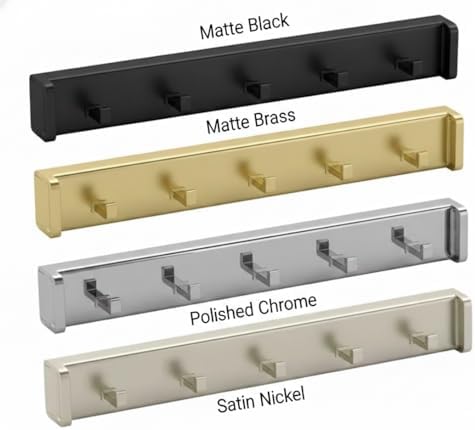 5-Hook Designer Wardrobe Reversible 11.75" Length Closet Belt Rack with 11" Retractable Pullout Extension and Installation Hardware (Matte Brass) - Image 4