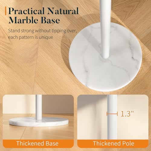 Yoobure Coat Rack Freestanding with Natural Marble Base - Coat Tree with 8 Hooks Heavy Duty Coat Hanger Stand, Metal Coat Rack Stand for Jacket, Hat, Clothes & Bag, Hall Tree Hat Rack for Entryway - Image 3