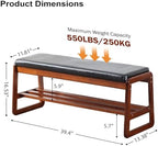SOBIBO Solid Wood Shoe Bench, 2-Tier Wooden Entryway Bench, Modern Shoe Rack with Cushion for Hallway, Living Room (Black, 39.4'') - Image 2