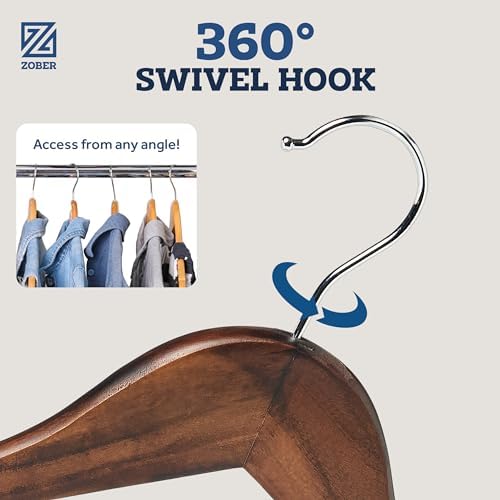Zober Wooden Hangers 20 Pack, Heavy Duty Clothes Hangers, Non Slip, Vintage - Image 5