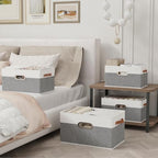 Yawinhe Fabric Storage Baskets,13.0x9.1x7.9in,White/Grey,6-Pack - Image 2
