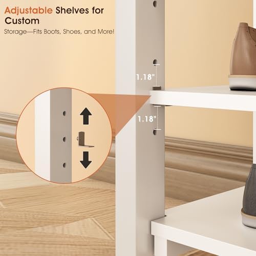 IUNVR Shoe Rack Bench Seat Rubberwood 3-Tier Wooden Storage Bench 550lbs Compact Mid-Century Modern Design for Entryway, Hallway, Closet, Front Door Entrance, Foyer - Image 4