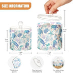 Line Art Turtles Starfish and Coral Qtip Holder Waterproof Dustproof Apothecary Jars with Lids For Bathroom Cotton Swabs Makeup Sponges Floss Picks Bath Salts 2 Pack - Image 3