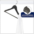 Wooden Hangers, 20 Pack, Non-Slip Velvet for Pants, Coats (Black) - Image 4
