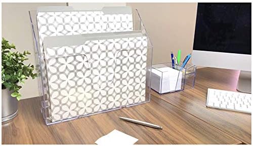 Acrimet Horizontal Triple File Folder Organizer Sorter, Letter Size, Clear - Image 5