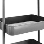 Amazon Basics 3-Tier Rolling Utility or Kitchen Cart, Lockable Wheels, Multifunctional Storage, Mobile Shelving Unit, Metal Storage Organizer, Charcoal - Image 2