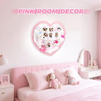 Pink Preppy Coquette Room Decor, Heart Shape Wire Wall Grid Panel for Photo Display Board and Wall Storage Organizer, Wall Decor for Teen Girls and Women Home Bedroom Living Room and Dorm - Image 2