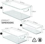 Hudgan 8 PACK Stackable Pantry Organizer Bins (3 Size) - Clear Fridge Organizer for Kitchen, Freezer, Refrigerator, Cabinet - Plastic Storage Container with Handle for Home - Image 6