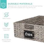 Best Choice Products Set of 4 16x12in Large Water Hyacinth Pantry Baskets, Woven Organizers w/Chalkboard Label, Chalk Marker - Gray - Image 5