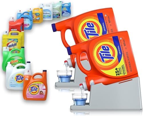Skywin Liquid Laundry Detergent Holder Stand with Drip Tray - 2 Pack - Grey by Skywin