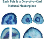 Natural Agate Bookends Pair - Vibrant Dyed Blue Geode Design, 2-3 lbs Heavy Duty Non-Slip Crystal Bookends for Shelves | Home Office Decor - Image 4