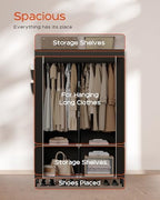 CASAMAYA Portable Closet, 34 Inch Large Capacity Wardrobe Closet with Cover, Clothes Storage Organizer with Shelves and 2 Hanging Rods, Easy to Assembly, Black PCT202B01 - Image 5