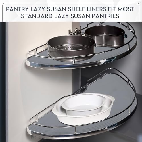 DoubleFill 2 Pack 26 Inch Lazy Susan Shelf Liner Silicone, Gray - Image 3