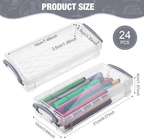 Gueevin 24 Pcs Pencil Box Clear Plastic Pencil Case, Gray - Image 2