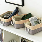 TheWarmHome Storage Bins for Organizing,Sturdy Storage Basket, Decorative Foldable Storage Baskets for Shelves Closet Toy (Gold&Grey Medium - 3 Pack 13.8L×9.8W×6.7H inch) - Image 5