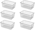 16inch Freezer Wire Storage Organizer Baskets, Household Refrigerator Bins with Built-in Handles, Black, 6PACK by Y.Z.Bros