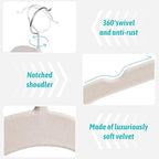 Sishynio Velvet Hangers 100 Pack, Non-Slip Slim Felt Clothes Hangers Beige - Image 2