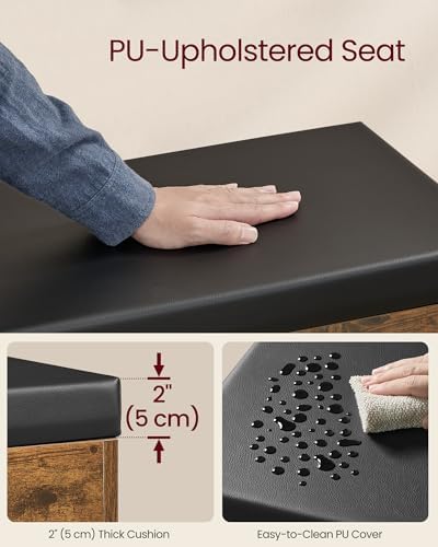 VASAGLE Storage Bench with Cushion, Shoe Bench, 11.8 x 23.6 x 17.3 Inches - Image 5