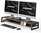 Fenge Dual Monitor Riser for Desk, Open Shelf with 3 Storage Compartments by Fenge