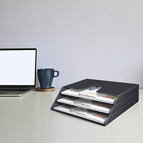 Acrimet Horizontal Triple File Folder Organizer Sorter, Letter Size, Black - Image 3
