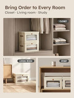 Homsorout Medium Fabric Storage bins - Collapsible Storage Bins with Open Window, 5 Pack Closet Baskets for Shelves, Stackable Decorative Boxes for Home, Dorm, Beige, 13.7"x 9.8" x 9.8" - Image 7
