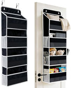 Over the Door Organizer, Door Storage Organizer with Large Capacity Pockets, Hanging Shelves for Bedroom, Closet, Dorm, Pantry (Black, 6-Tier) by Unknown