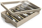 Sorbus Flatware Storage Box, Clear Silverware Organizer with Lid (Beige) by Sorbus