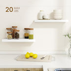 Dreamland Floating Shelves, 20Inch Rustic Wooden White Wall Shelves for Bathroom|Bedroom|Kitchen, Deep Wall Mounted Book Shelf, Wood Storage Display Shelf for Home Decor, Set of 2 - Image 2