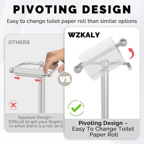 Toilet Paper Holder Stand Stainless Steel & Weight Base, No Tipping - Image 3