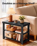 Amada 3 Tier Bamboo Shoe Rack Bench for Entryway, Living Room, Black - Image 6