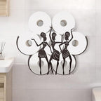 WADORN African Tribal Women Metal Toilet Paper Holder, Ethnic Dance Decorative Metal Toilet Paper Storage for Extra 8 Rolls Black Freestanding Rustic Wall Mounted Organizer for Restroom Bathroom by WADORN