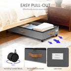 Under Bed Storage with Wheels 2-Pack, 75L XXL Under the Bed Storage Containers Large, 12" Tall Adjustable Storage for Underbed with Lids, Rolling for Clothes, Shoes, Blankets (4PCS-Grey) - Image 4