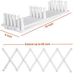 Dseap Accordian Wall Hanger: 16” High Wooden Wall Expandable Coat Rack, Hat Rack Holder, Accordion Hook for Baseball Caps, Coats, Mugs, 17 Peg Hooks, White - Image 6