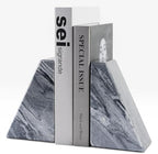 Karibiber Marble Bookends for Heavy Books, Decorative Book Ends for Shelves, Unique and Heavy-Duty Book Ends for Hardback Book & CDS, Stone Book Stopper, Modern Book Holder, Monte Grigi, Set of 2 by Karibiber
