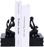 SHENGTIAN Black Reading Thinker Statue Bookends Set of 2, Resin Shelf Decor by SunshineDecor