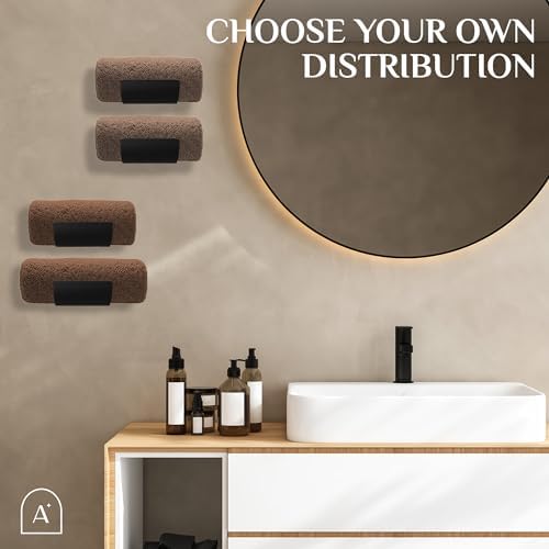 Bamboo Towel Rack by Aura Nest Set of 4 Wood Towel Racks Bamboo Bathroom Accessories -Wall Towel Holder for Rolled Towels Wooden Towel Racks for Bathroom Spa Bathroom - Black - Image 5