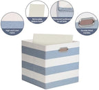 13 x 13 x 13 Inch Linen Stripe Storage Cubes for Home Organizing, Pack of 4 - Image 3
