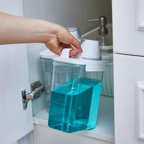 Tatuo 3 Pack Laundry Detergent Dispenser 61 oz Clear Liquid Container with 6 Removable Labels, Fabric Softener Pet Plastic Detergent Dispenser for Laundry Room Organization and Storage - Image 3